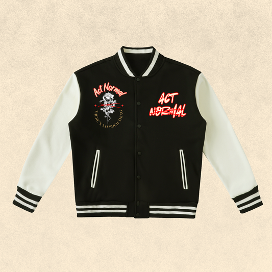 Two-Tone Fleeced Varsity Jacket